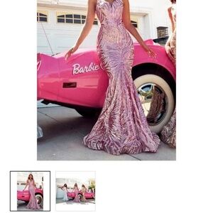 Portia and Scarlett Gold Sequin Embellished Prom Gown